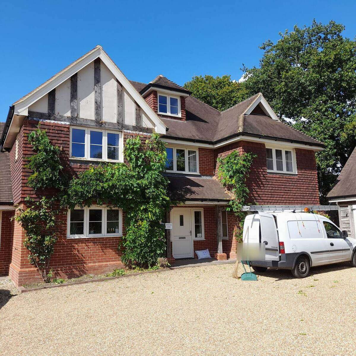 After: house with wisteria cut back